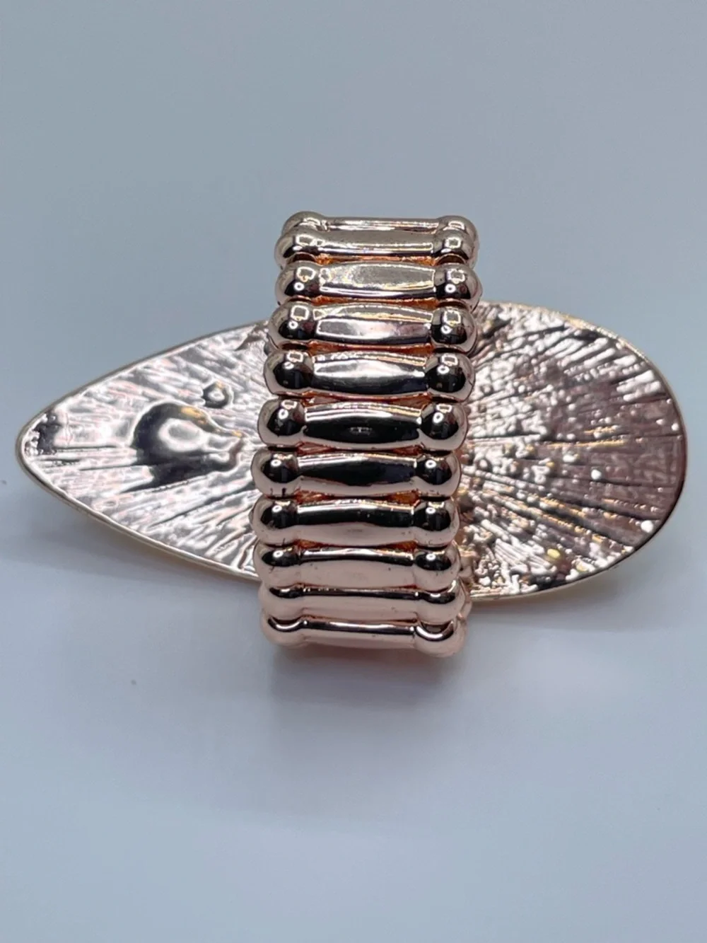 Rose Gold Yellow Green Acrylic Teardrop Stretch Statement Ring Bold Boho